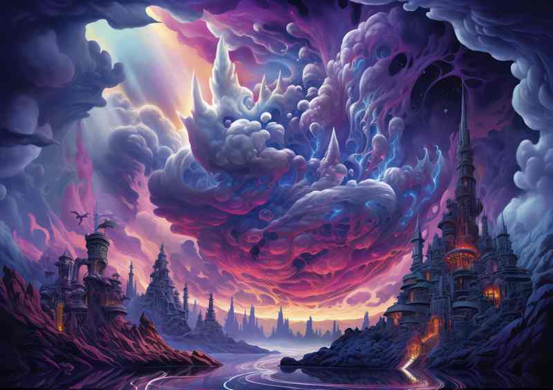 Planets Surrounded by Monumental Rock Structures | Metal Poster