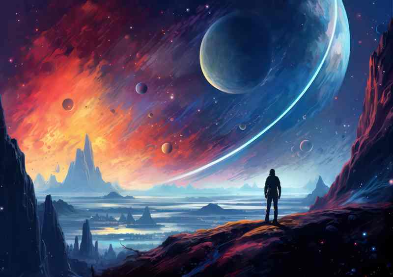 Rocky Wonders With Planets And Gas Rings | Poster