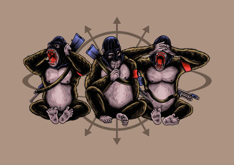 Hear Speak See No Evil brown | Canvas