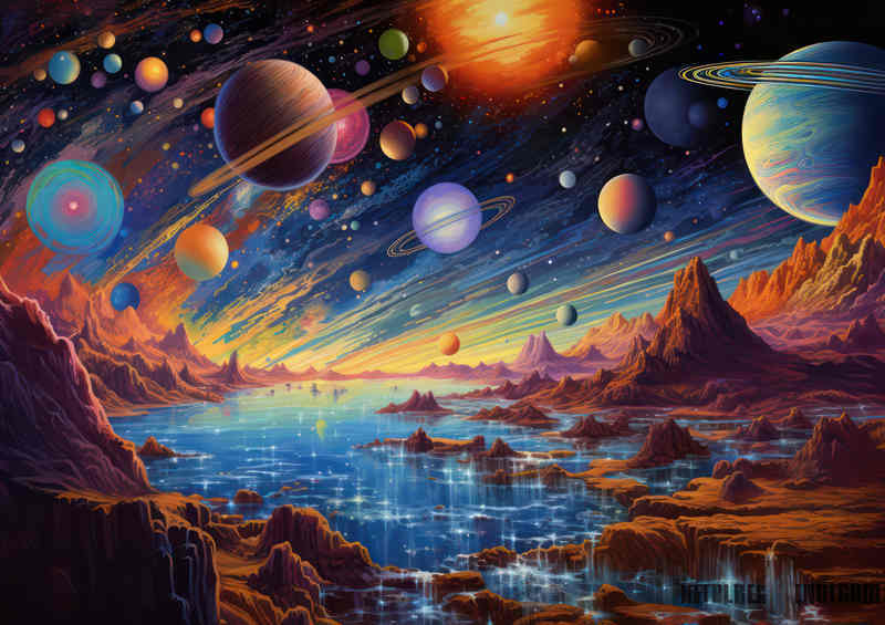 Fantasy World | Planets, Mtns & Water Poster