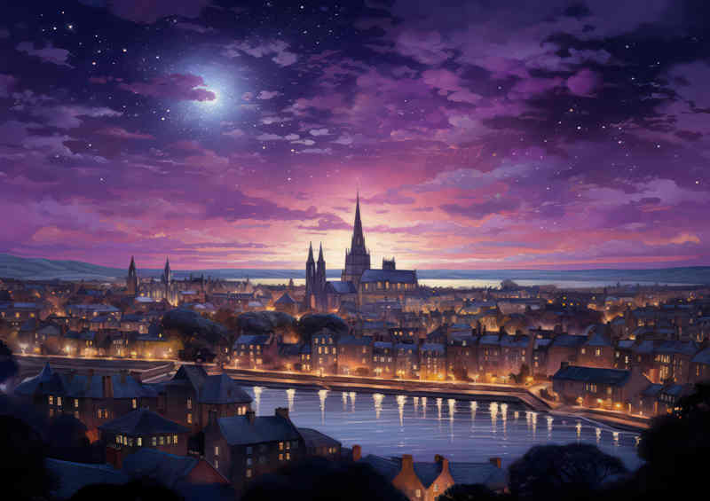 City Of york painted style lit up by the stars | Canvas