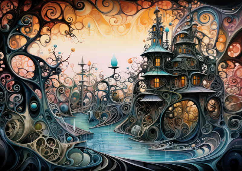 Living next to the blue lake in the fantasy world | Metal Poster