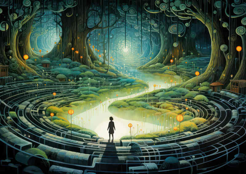 Surrounded bt the old English trees fantasy landscape | Metal Poster