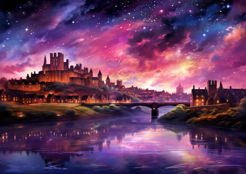 City chester castle overlooking the river with a purple haze | Poster
