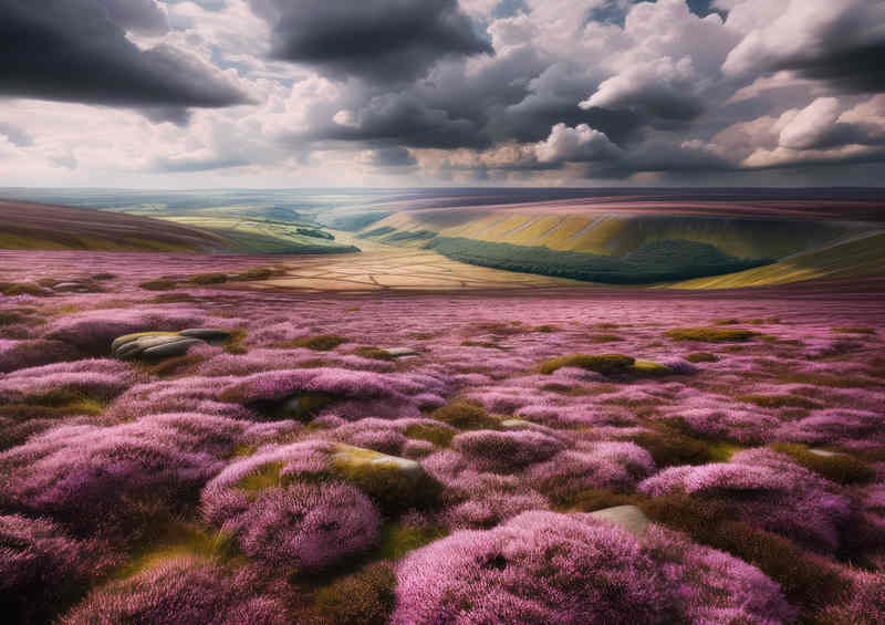 Heather in the moorland in the summers sun | Canvas