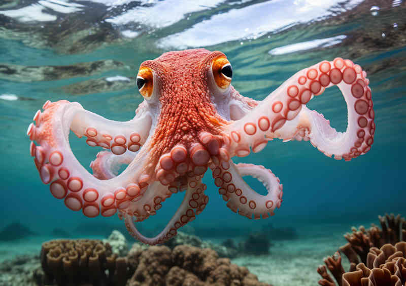 Octopus swimming in the sea Amazing colour | Poster