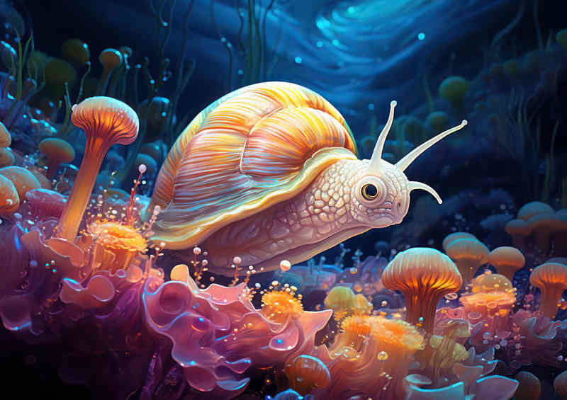 Snail in the middle of an underwater_habitat | Di-Bond