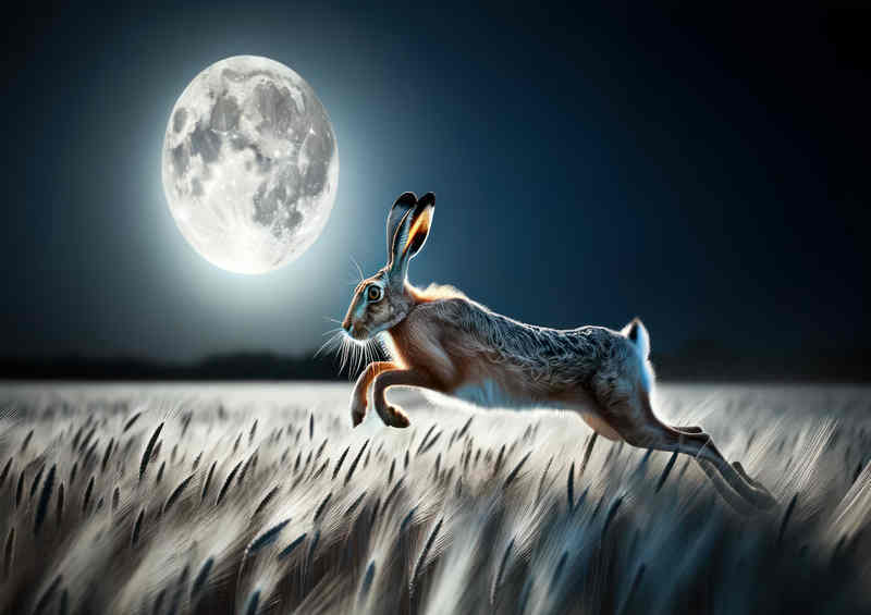 Moonlit Hare's Sprint | Poster