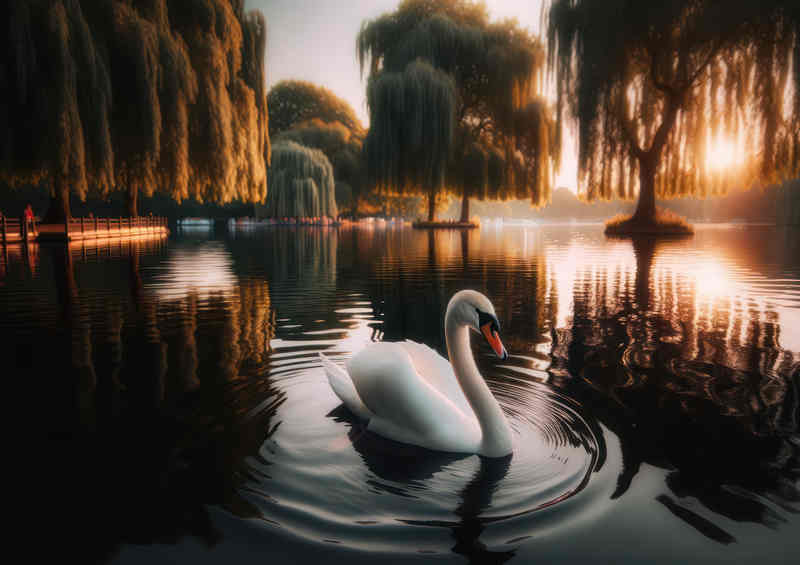 Swan Gliding on the lake | Poster