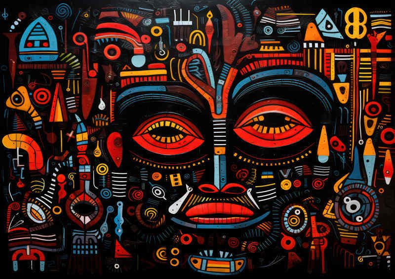 Cool coloured painting of a mans face abstract style | Canvas