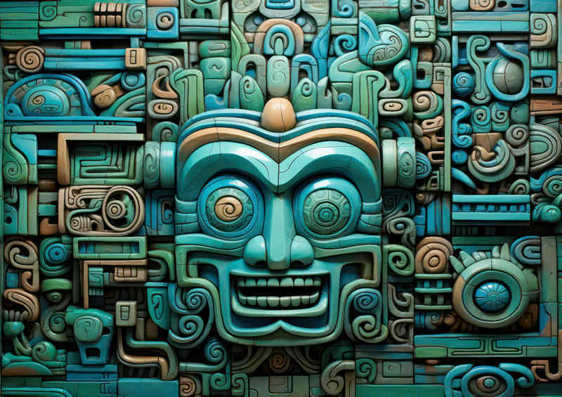 Mayan relief sculpture mayan monument aztec style | Di-Bond