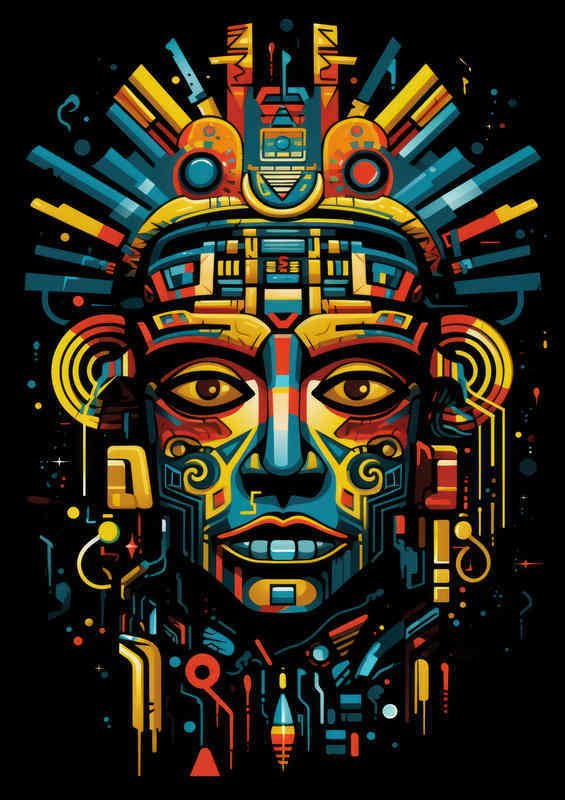 Abstract aztec man with a painted style | Poster