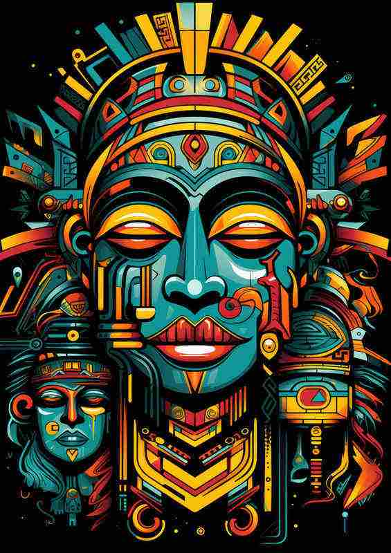 Art aztec art deco art in the style of postmodern Man | Di-Bond