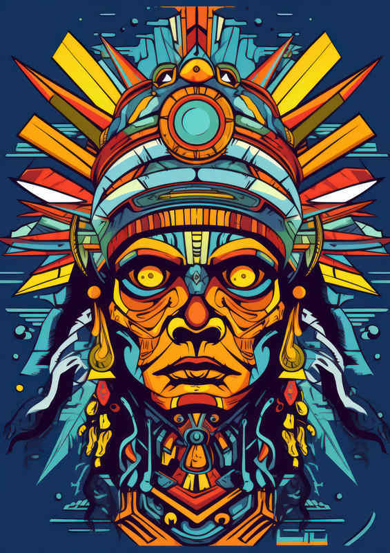 Aztec face post modern abstract style | Canvas