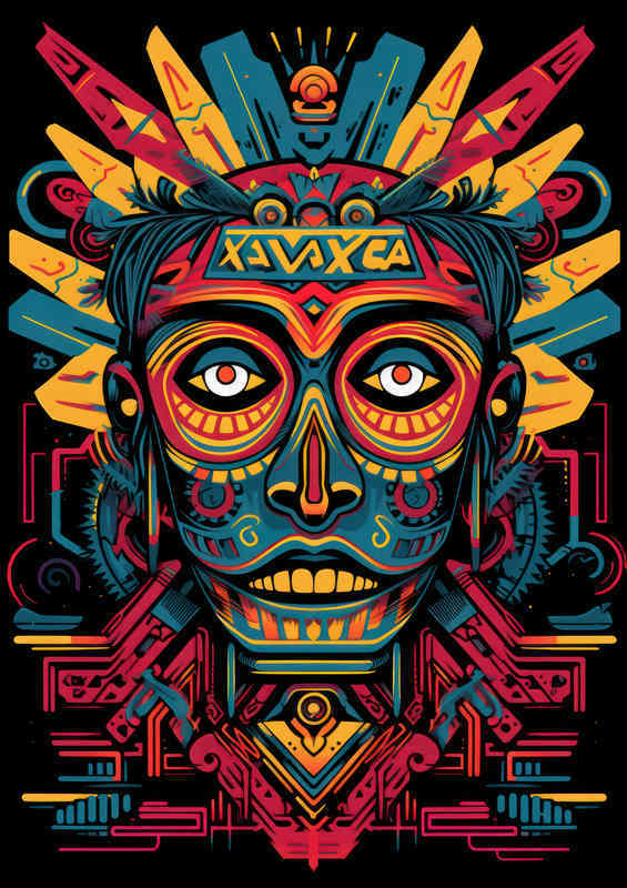 Postmodern mans face in a aztec style | Poster
