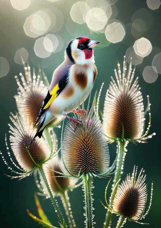 British Goldfinch Elegance perched delicately on a thistle | Di-Bond