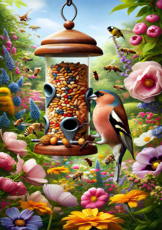 BritFinch Garden Feeder - Metal Poster