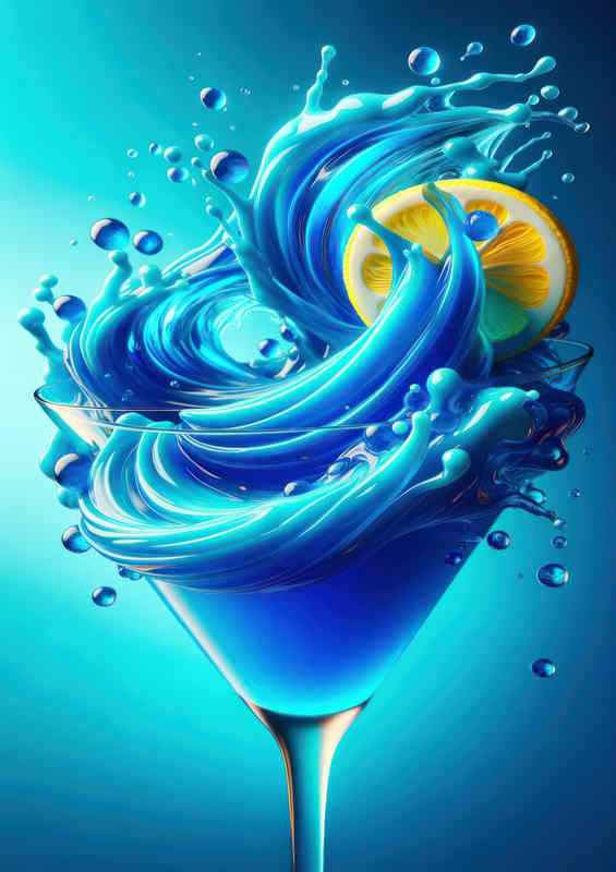 Blue Lagoon Allure Vivid Blue and Citrus Close up | Poster