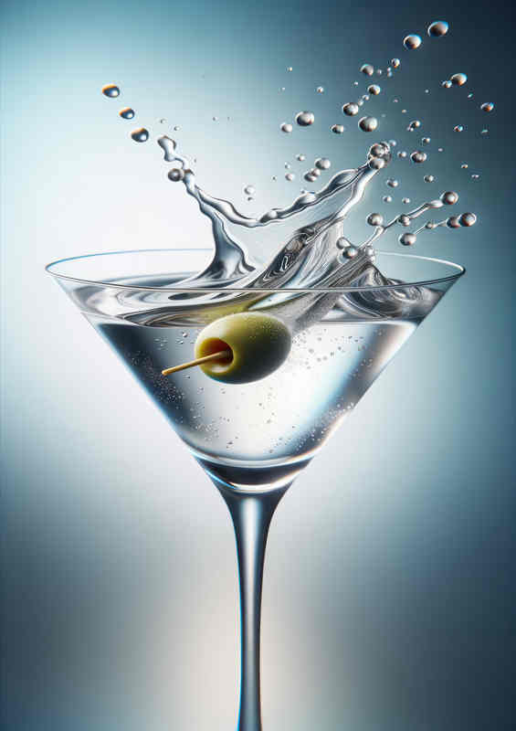 Classic Martini Elegance Olives Dance in Glass | Poster
