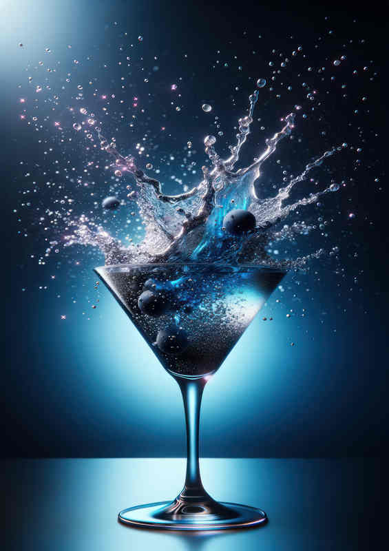 Midnight Blue Sparkle Cocktail Glass