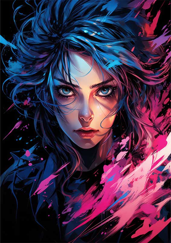 Lunch a lady in black with her hair is a vampire | Canvas