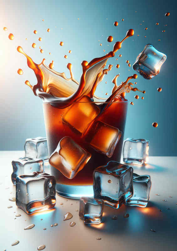 Cold Brew Elegance Ice Cubes' Dynamic Interaction | Poster