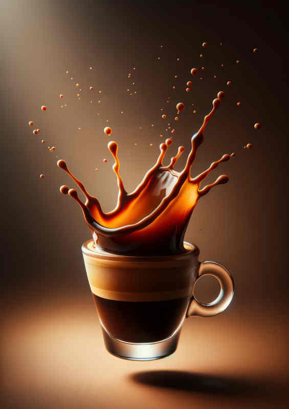 Espresso Intensity Dynamic Splash in Demitasse | Metal Poster