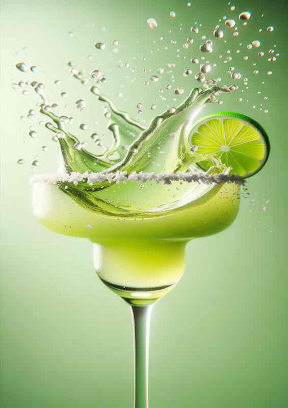 Margarita glass with lime green liquid splashing out | Di-Bond