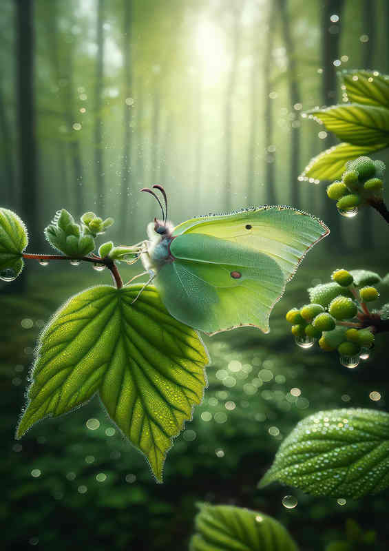 Dewy Brimstone Butterfly Poster