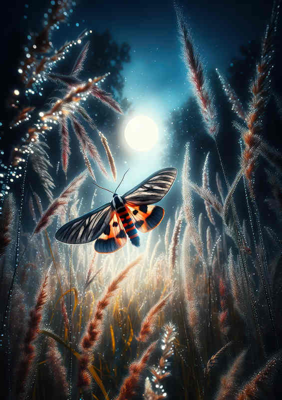 Night Dance Tiger Moth Metal Poster