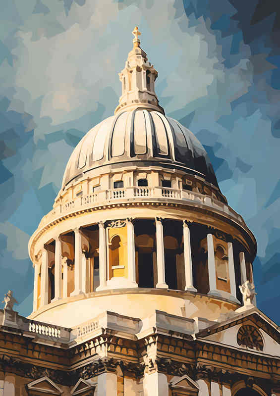 A painting style of St Pauls dome in london | Di-Bond
