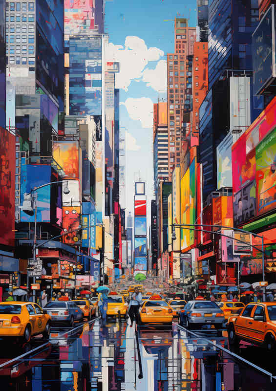 Painting of new york cabbies the city where dreams are made | Di-Bond