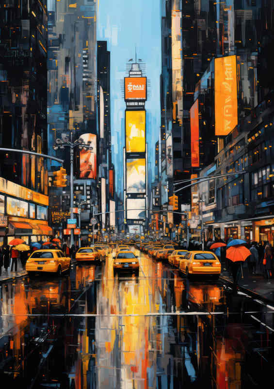 Painting of the city new your cabbies | Metal Poster