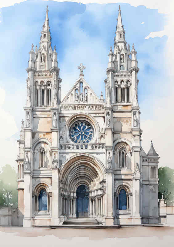 Saint pauls church iin a splendid watercolour style | Canvas