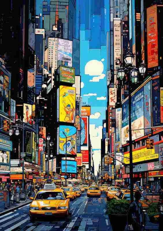 Times square cabbies looking out for fares | Metal Poster