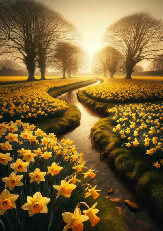 Brtful British Daffodils Poster