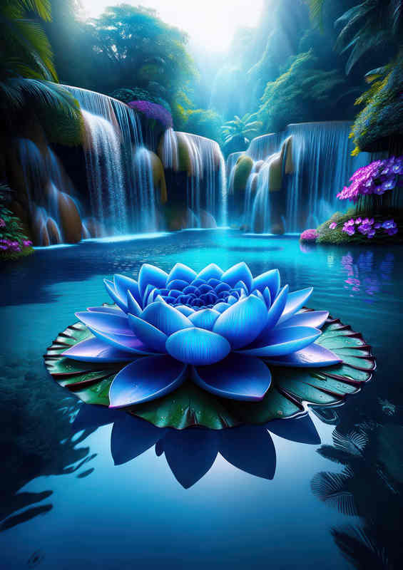 Blue Lotus Reflections Poster