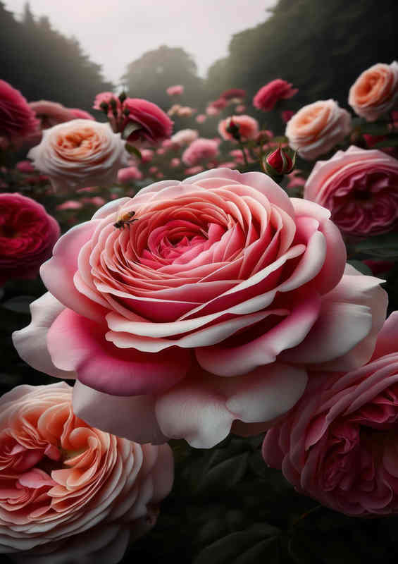 English Garden Roses Metal Poster