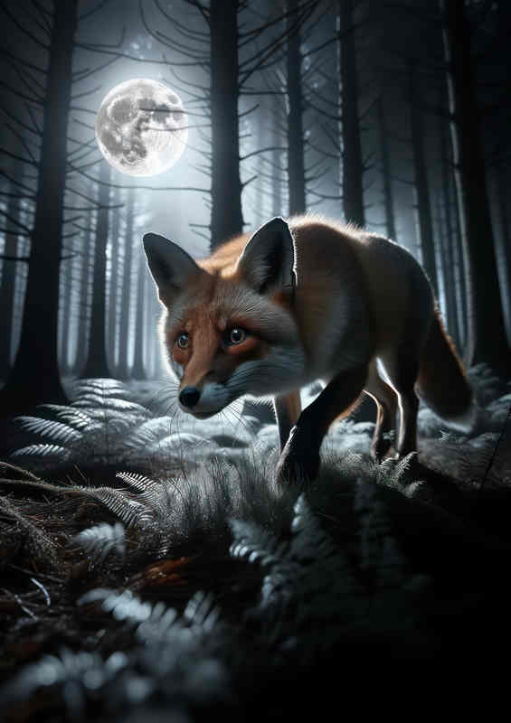 Moonlit Forest Stealth Metal Poster