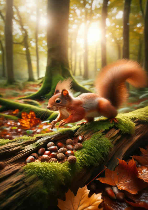 Red Squirrel's Forest Frolic - Canvas
