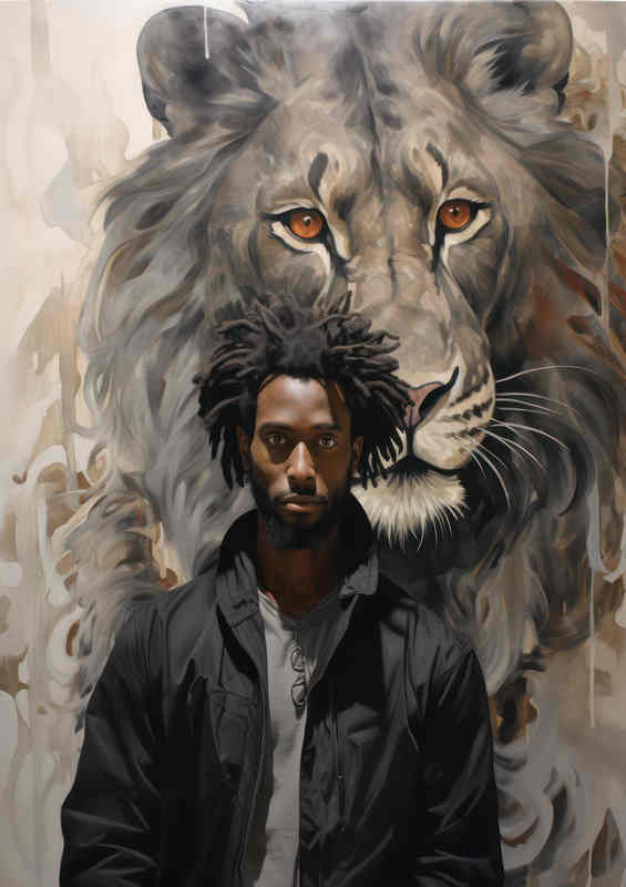 Man and his tiger drawing in the background | Poster