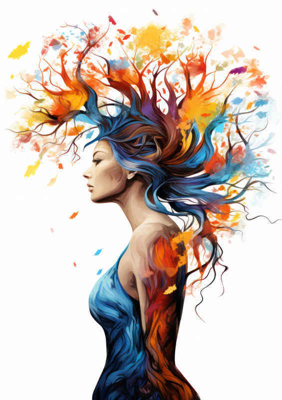 Woman silhouette art tree artwork | Metal Poster