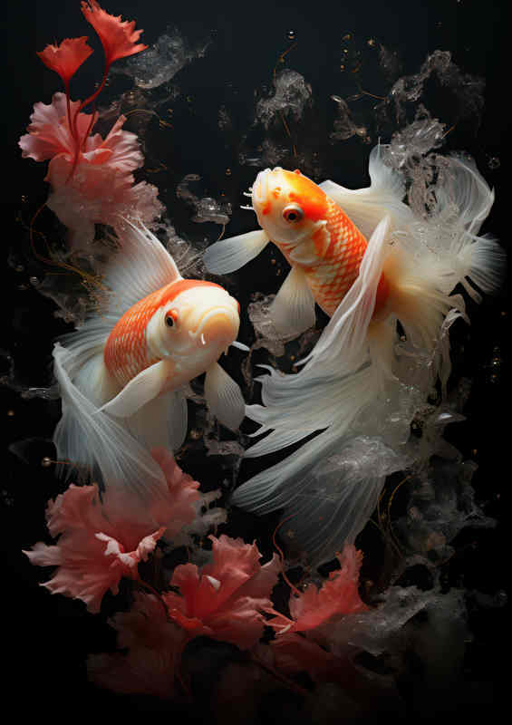Angel fish with magestic tails swimming | Di-Bond