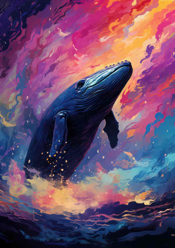 Blue Whate Abstract Form Style in the sea | Di-Bond