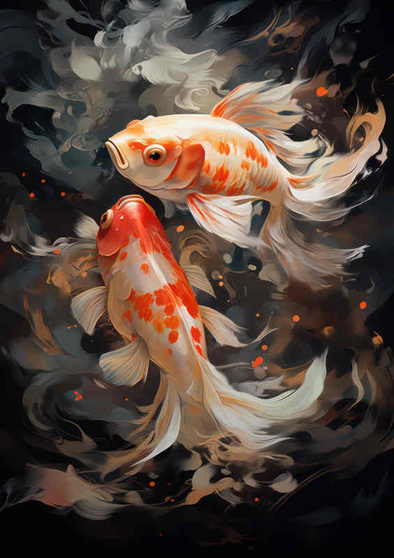 Koi Painted style under the waters | Poster