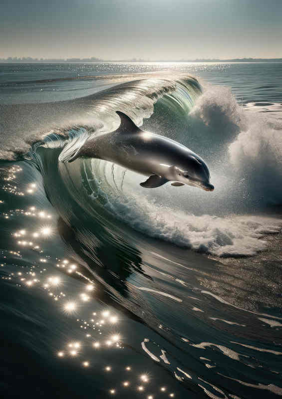 Porpoise Dive Surfing Waves Poster