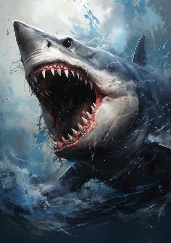 Shark painted with mouth open on the attack | Poster