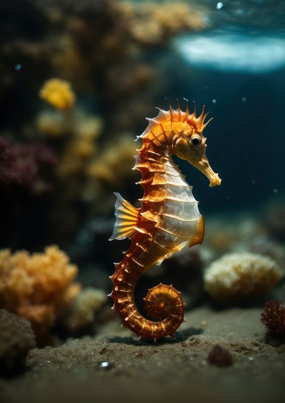 Single Seahorse on the ocean floor in the sea | Di-Bond