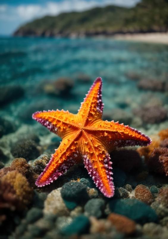 Single Starfish on a beach by the sea | Metal Poster