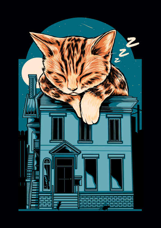 Cat Nap on the roof | Poster